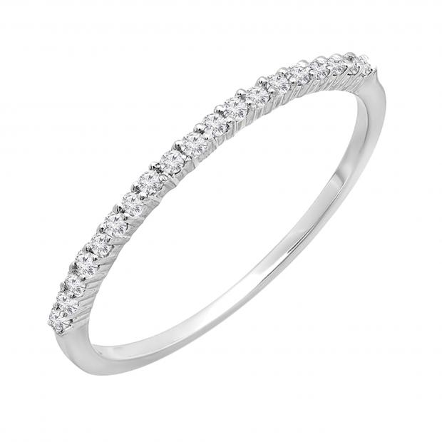 0.15 Carat (ctw) 10k White Gold Round Diamond Ladies Anniversary Wedding Band Stackable Ring