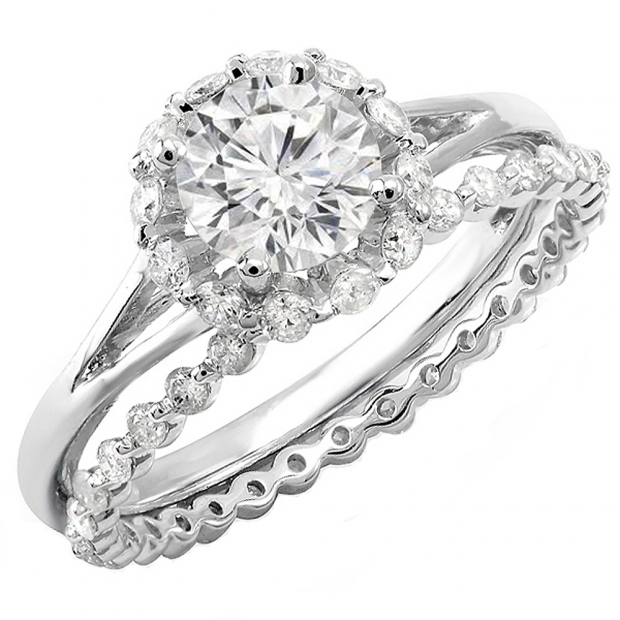 Band for 10k White Gold Round Diamond Ladies Bridal Engagement Band