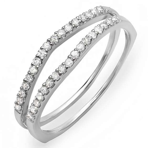 0.25 Carat (ctw) 10K White Gold Round White Diamond Ladies Anniversary Enhancer Guard Matching Wedding Band
