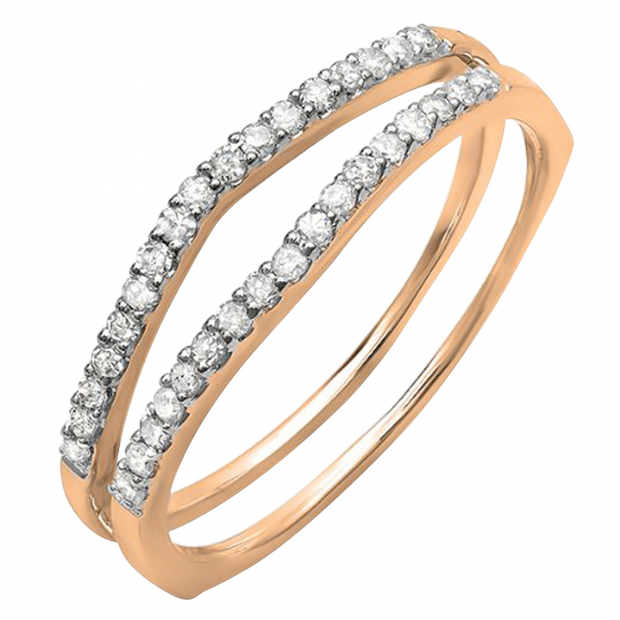 0.25 Carat (ctw) 18K Rose Gold Round White Diamond Ladies Anniversary Enhancer Guard Matching Wedding Band