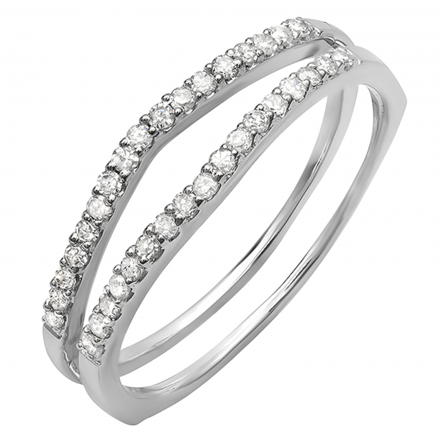 0.25 Carat (ctw) 18K White Gold Round White Diamond Ladies Anniversary Enhancer Guard Matching Wedding Band