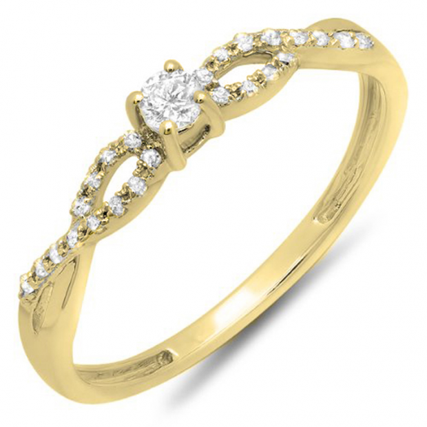 0.20 Carat (ctw) 14K Yellow Gold Round Diamond Bridal Engagement Ring