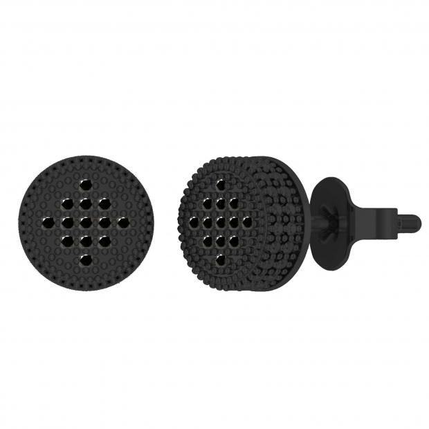Round Black Diamond Beaded Stud Earrings for Women (6.80 Ctw, Color Black, Clarity Opaque) in Black Plated 925 Sterling Silver in Push Back