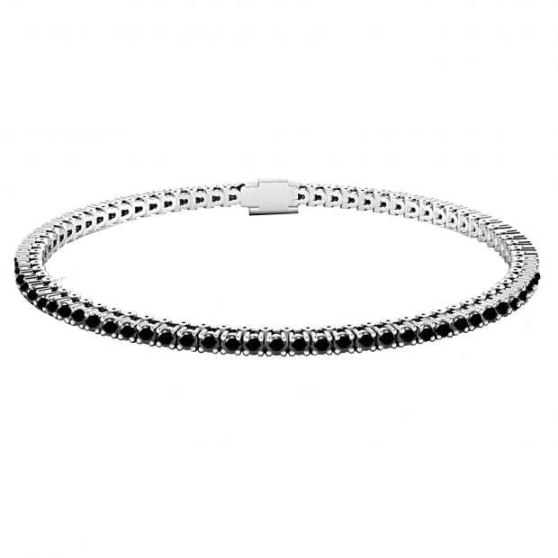 5.00 Carat (ctw) 10K White Gold Round Cut Real Black Diamond Ladies Tennis Bracelet 5 CT