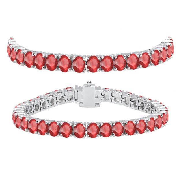 12.00 Carat (ctw) 10K White Gold Round Cut Real Ruby Ladies Tennis Bracelet 12 CT