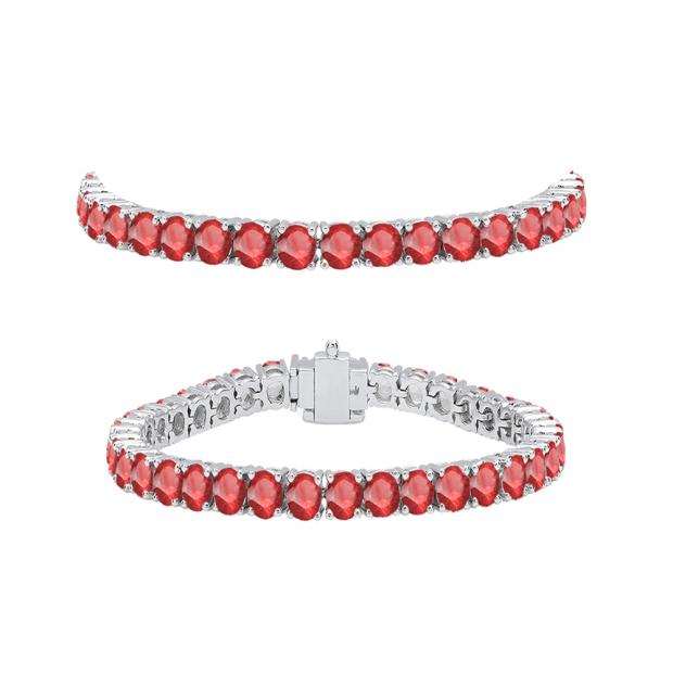 7.00 Carat (ctw) 10K White Gold Round Cut Real Ruby Ladies Tennis Bracelet 7 CT