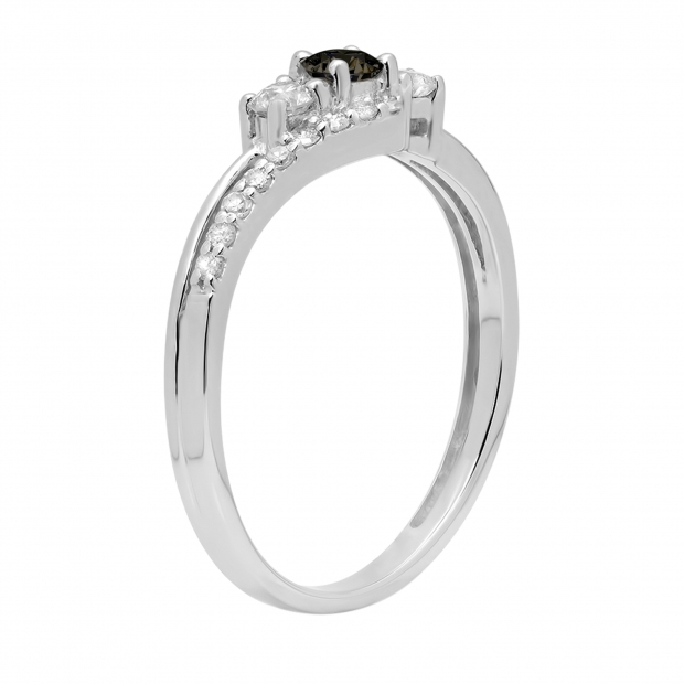 0.14 Carat Black & 0.31 Carat White Diamond 3 Stone Engagement Ring For Women in 10K White Gold