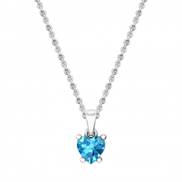 0.65 Carat (ctw) 18K White Gold Heart Cut Blue Topaz Ladies Heart Shaped Pendant