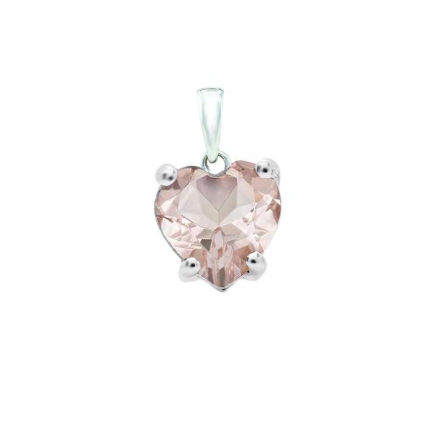 0.65 Carat (ctw) 14K White Gold Heart Cut Morganite Ladies Heart Shaped Pendant