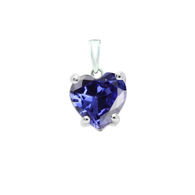 0.65 Carat (ctw) 10K White Gold Heart Cut Tanzanite Ladies Heart Shaped Pendant