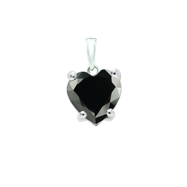 1.00 Carat (ctw) 10K White Gold Heart Cut Black Sapphire Ladies Heart Shaped Pendant