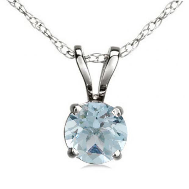 1.50 Carat (ctw) Sterling Silver Round Cut Aquamarine Ladies Solitaire Pendant (Chain Included) 1 1/2 CT