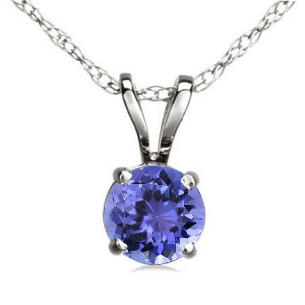 1.50 Carat (ctw) Sterling Silver Round Cut Tanzanite Ladies Solitaire Pendant (Chain Included) 1 1/2 CT
