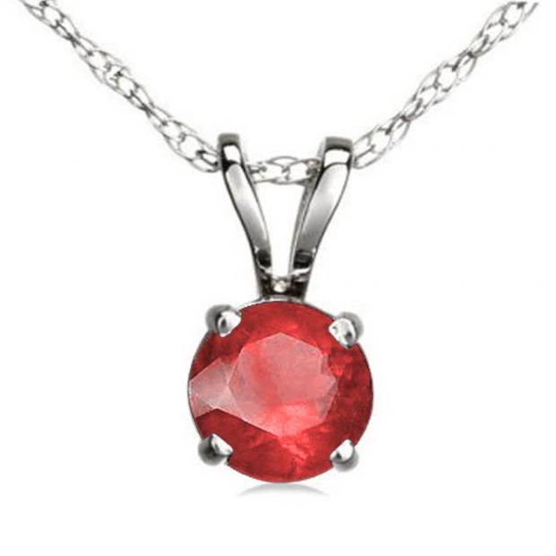 1.50 Carat (ctw) Sterling Silver Round Cut Ruby Ladies Solitaire Pendant (Chain Included) 1 1/2 CT