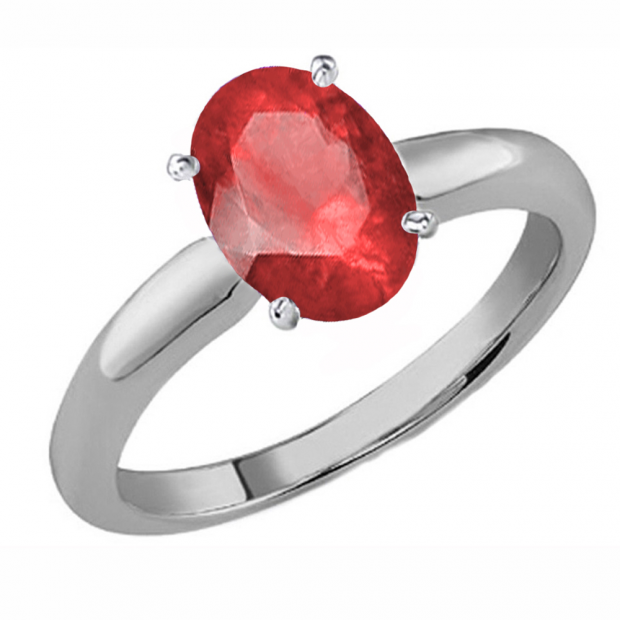 1.50 Carat (Ctw) Sterling Silver Oval Cut Ruby Ladies Solitaire Bridal Engagement Ring 1 1/2 CT