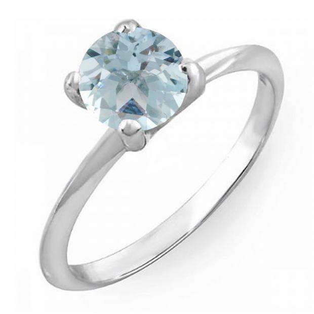 1.50 Carat (ctw) Sterling Silver Round Cut Aquamarine Ladies Solitaire Bridal Engagement Ring 1 1/2 CT