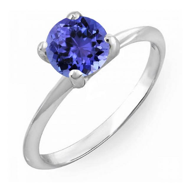 1.50 Carat (ctw) Sterling Silver Round Cut Tanzanite Ladies Solitaire Bridal Engagement Ring 1 1/2 CT