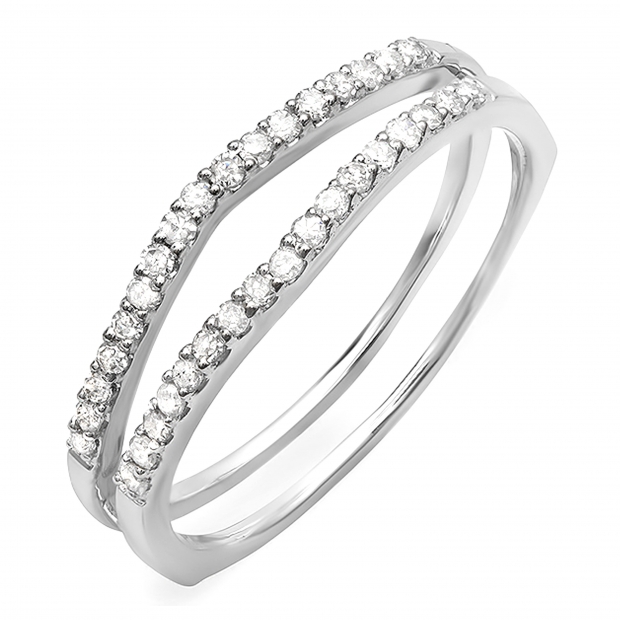 0.25 Carat (ctw) 18K White Gold Round White Diamond Ladies Anniversary Enhancer Guard Matching Wedding Band