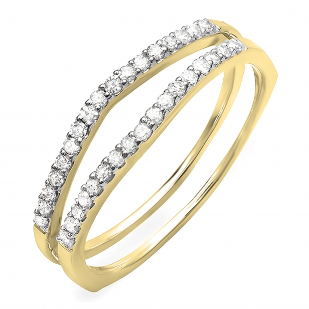 0.25 Carat (ctw) 18K Yellow Gold Round White Diamond Ladies Anniversary Enhancer Guard Matching Wedding Band