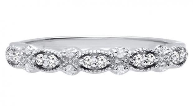 14K White Gold Round White Diamond Ladies Anniversary Wedding Band