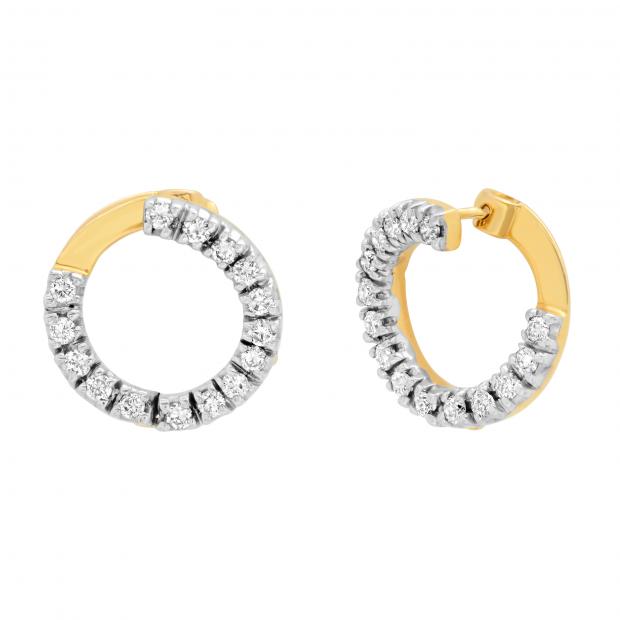 1.10 Carat (ctw) Round White Diamond Ladies Circle Fashion Stud Earrings 1 CT 18K Yellow Gold