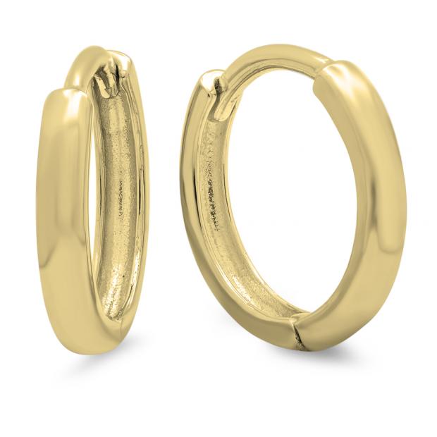 14K Yellow Gold Hoop Earrings (2 mm wide and 11 mm diameter)