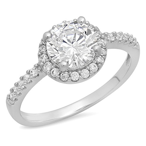 2.10 Carat (ctw) 14K Yellow Gold Round White Cubic Zirconia CZ Ladies Halo Style Wedding Bridal Engagement Ring 2 CT
