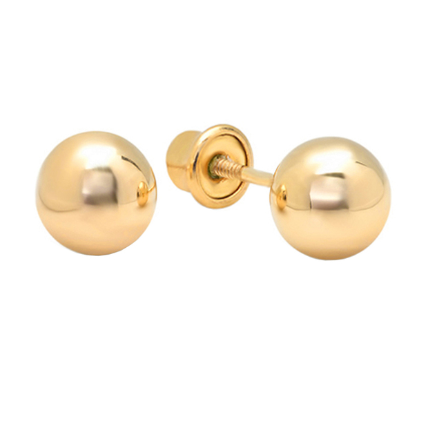 Small 3mm Ball Stud Earrings with Screwbacks 14K Yellow Gold
