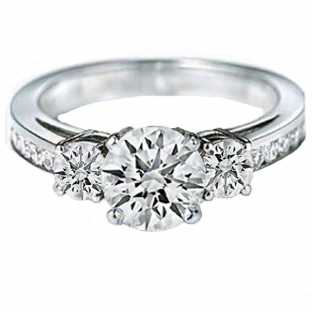 2.55 Carat (ctw) 14k White Gold Round Diamond Ladies Bridal 3 Stone Engagement Ring