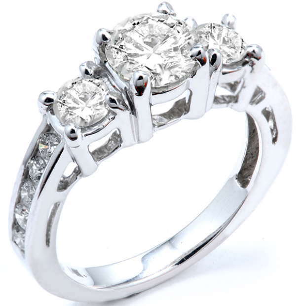 2.55 Carat (ctw) 14k White Gold Round Diamond Ladies Bridal Engagement Ring