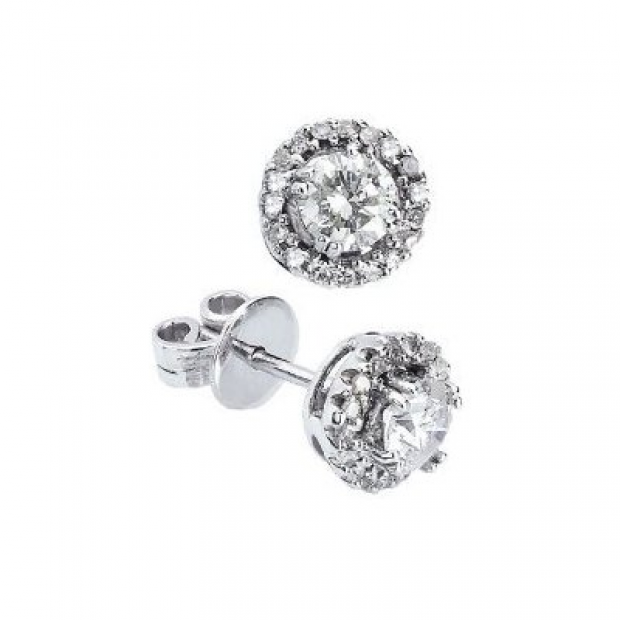 0.75 Carat (ctw) 14k White Gold Round Brilliant Cut Diamond Stud Earrings