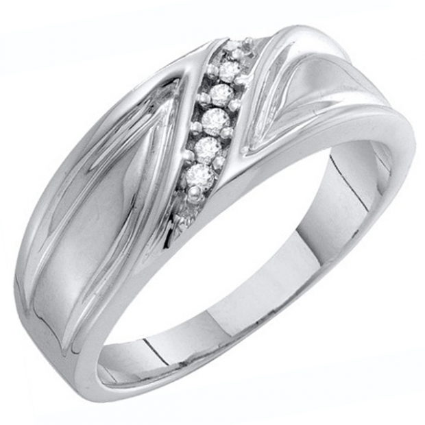 0.10 Carat (ctw) 10k White Gold Round White Diamond Men