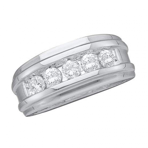 0.25 Carat (ctw) 14k White Gold Round White Diamond 5 Stone Men