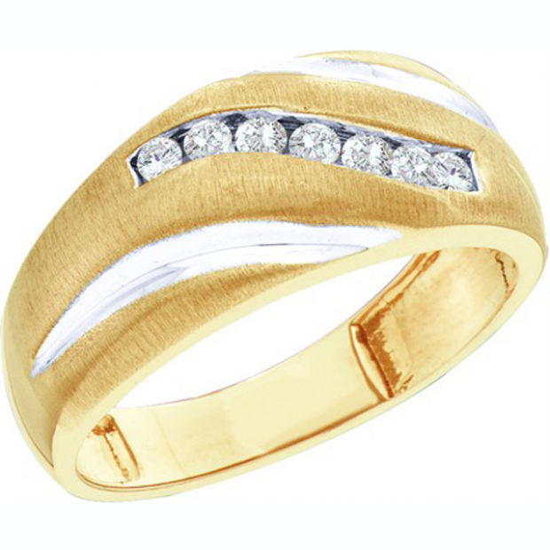 0.25 Carat (ctw) 10K Yellow Gold Brilliant Round White Diamond Men