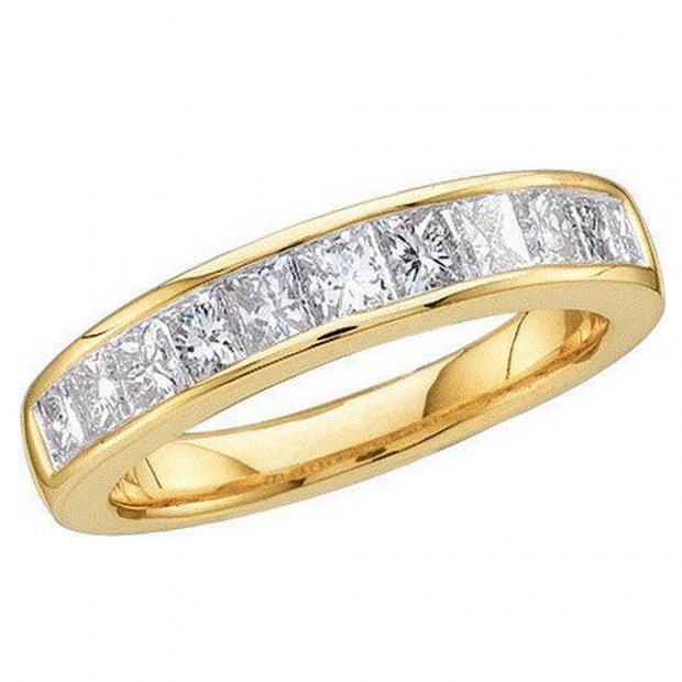 0.25 Carat (ctw) 14k Yellow Gold Brilliant White Diamond Ladies Stackable Invisible Wedding Band