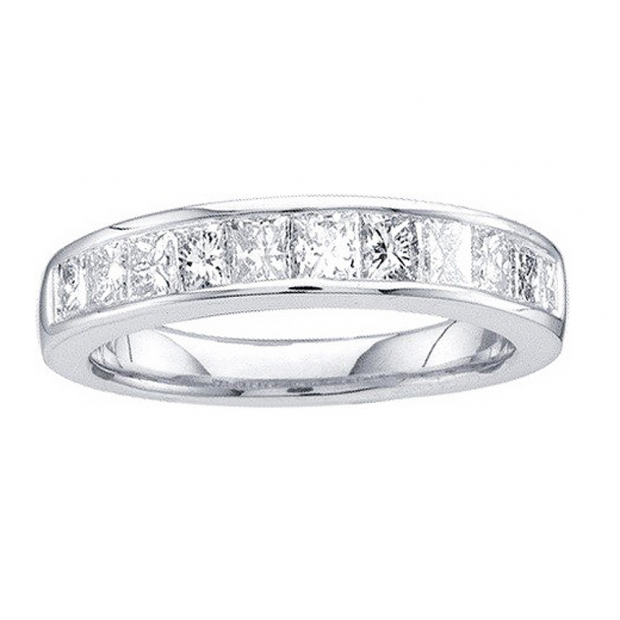 0.50 Carat (ctw) 14k White Gold Brilliant Princess Cut Diamond Ladies Invisible Wedding Band Stackable Anniversary Ring