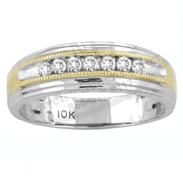0.25 Carat (ctw) 10K White Gold Round White Diamond 7 Stone Men