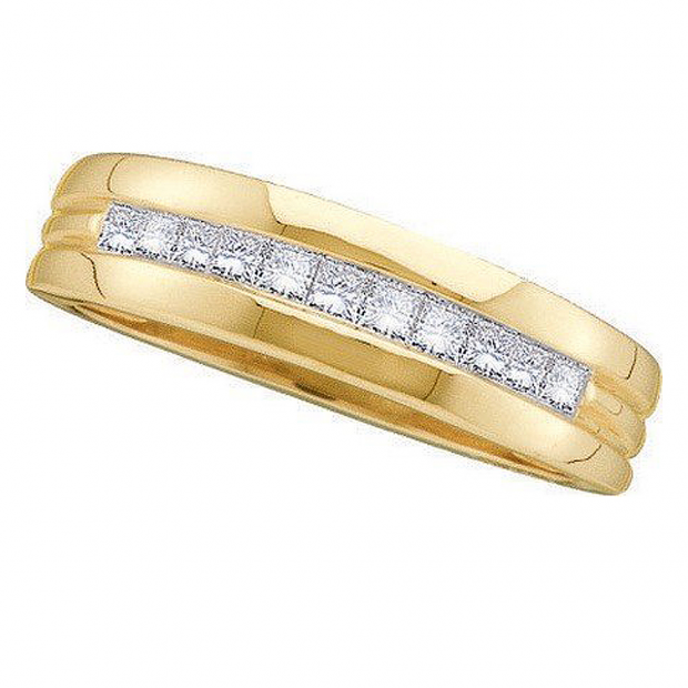 0.50 Carat (ctw) 14k Yellow Gold Princess Cut White Diamond Men