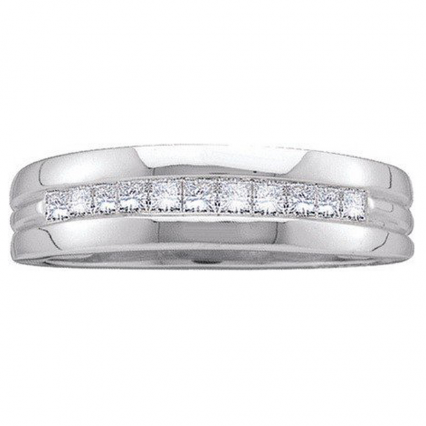 0.50 Carat (ctw) 14k White Gold Princess Cut White Diamond Men