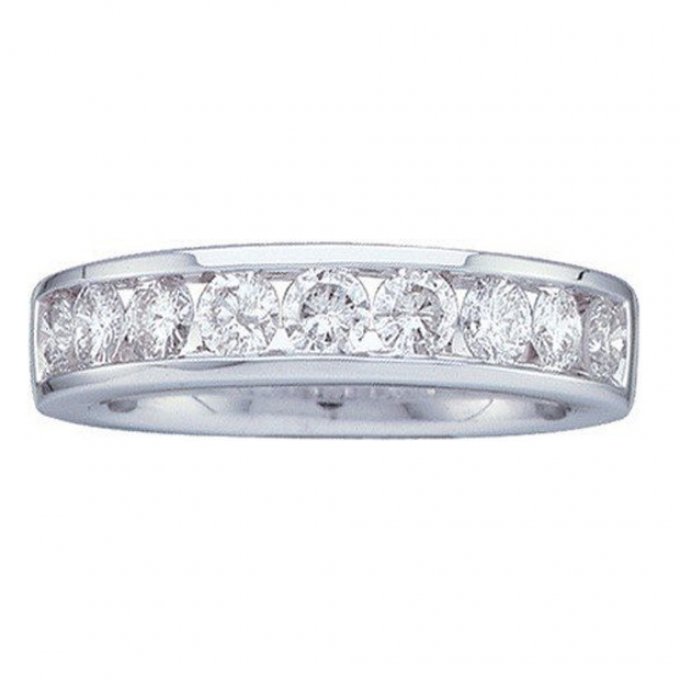 1.00 Carat (ctw) 14k White Gold Round White Diamond Ladies Anniversary Wedding Band