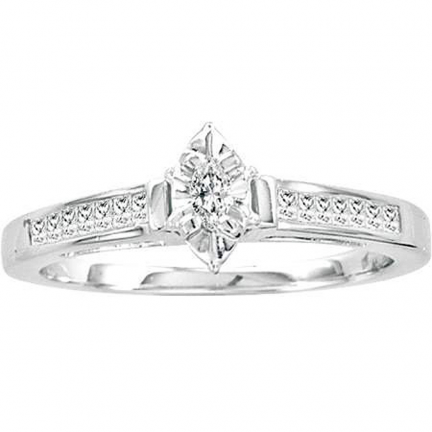 0.25 Carat (ctw) 14k White Gold Marquise & Princess Cut Diamond Ladies Bridal Engagement Ring