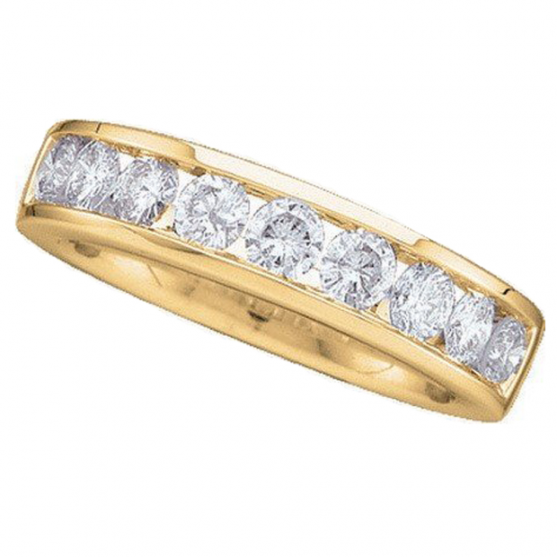 1.00 Carat (ctw) 14k Yellow Gold Brilliant Round White Diamond Ladies Anniversary Wedding Band