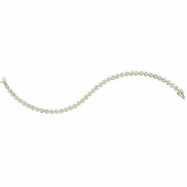2.00 Carat (ctw) 14k White Gold Round White Diamond Ladies Flower Tennis Bracelet