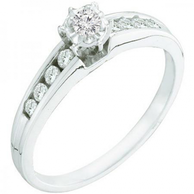 0.25 Carat (ctw) 14k White Gold Round White Diamond Ladies Bridal Engagement Ring