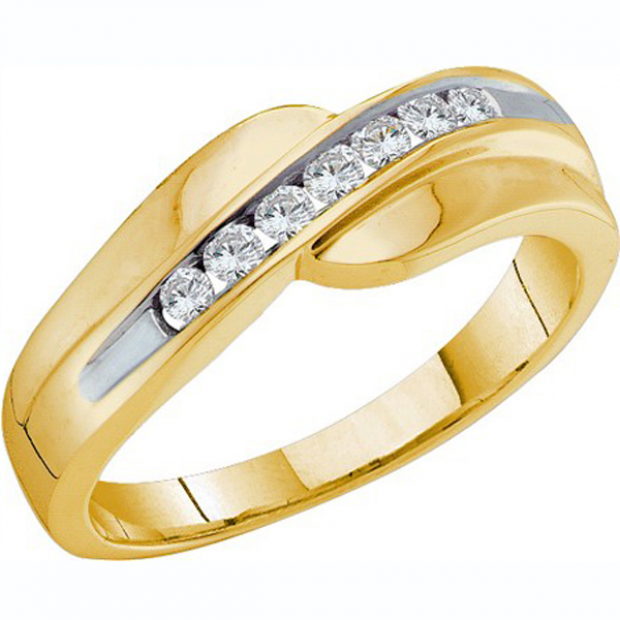0.25 Carat (ctw) 14K Yellow Gold Brilliant Round White Diamond Men