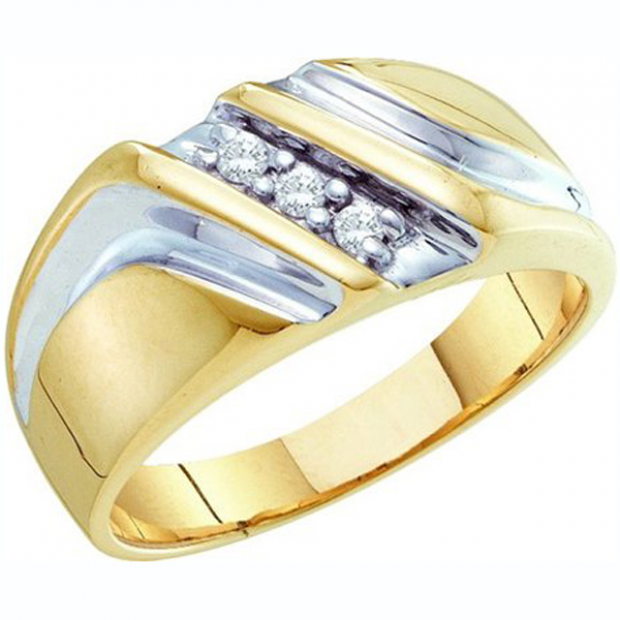 0.10 Carat (ctw) 10k Yellow Gold Round White Diamond Men