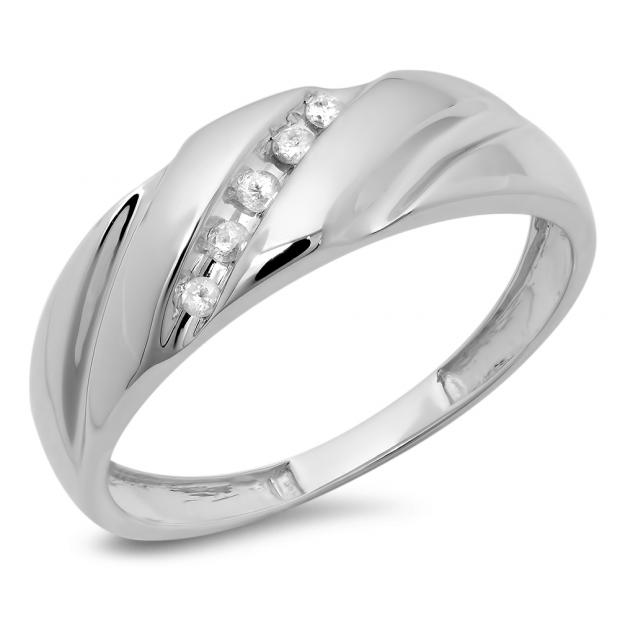 0.10 Carat (ctw) 10K White Gold Round Cut Diamond Men