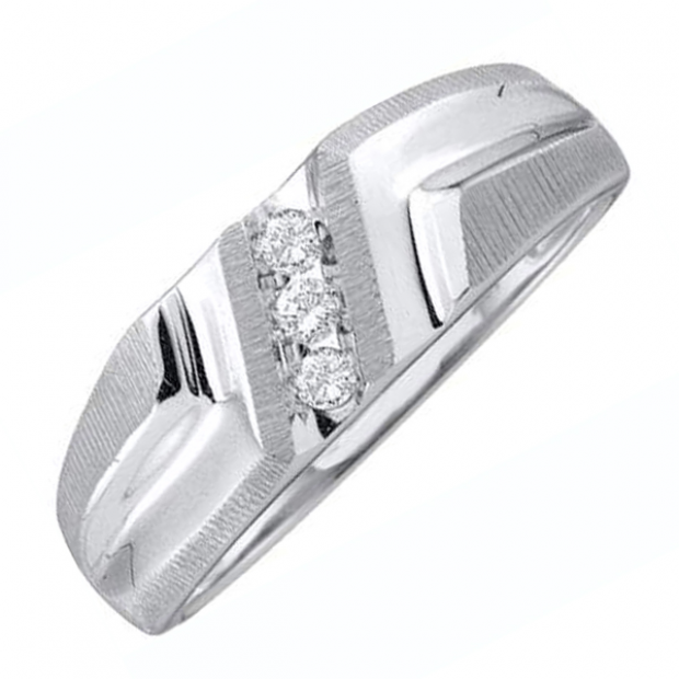 0.10 Carat (ctw) 10K White Gold Round White Diamond Men