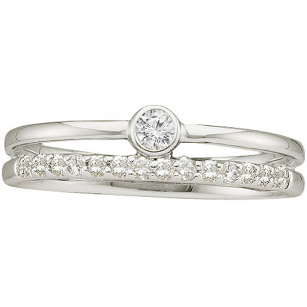 0.20 Carat (ctw) 14k White Gold Round White Diamond Ladies Bridal Engagement Ring Set
