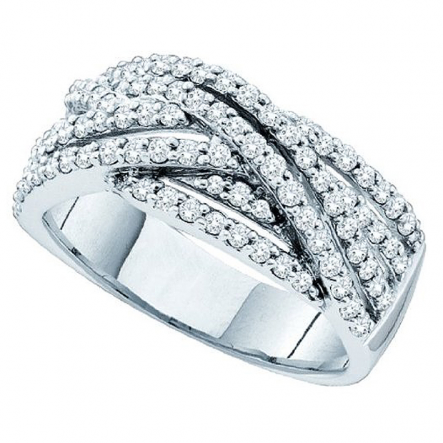 0.88 Carat (ctw) 14k White Gold Round White Diamond Ladies Anniversary Wedding Band
